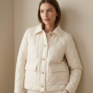 J.Crew Quilted Lady Classic Fit Cream Shirt Jacket with PrimaLoft®, size M